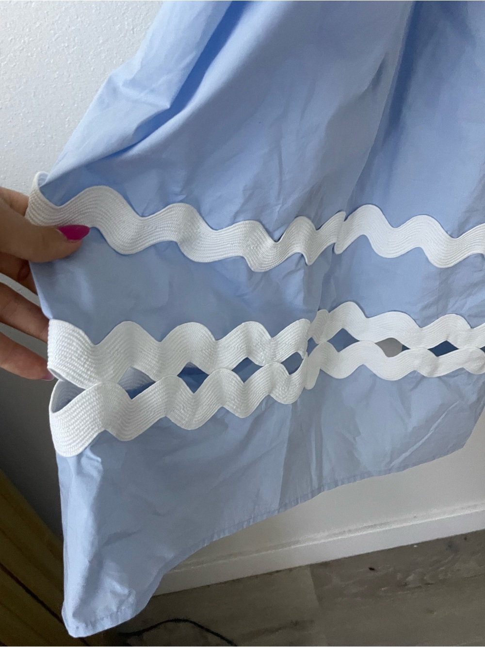 NWT English factory blue and white puff sleeve ricrac maxi dress - Picture 11 of 12